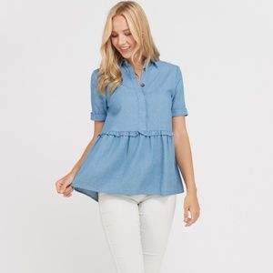 Chambray Peplum Top